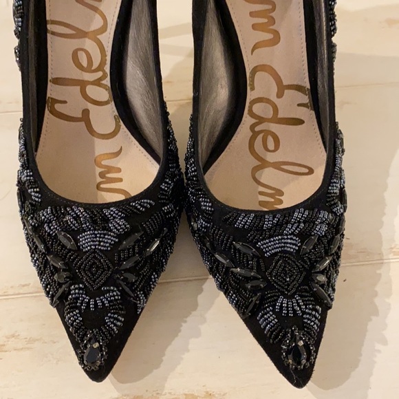 Sam Edelman Shoes - Sam Edelman DANI Beaded Suede & Leather Pumps
